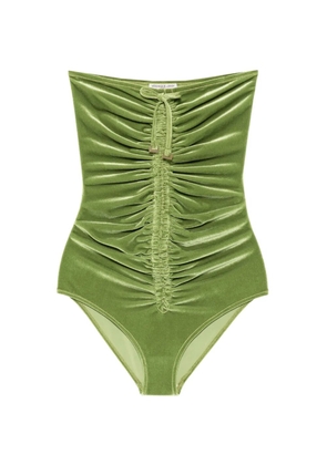 Veronique Leroy ruched velvet bodysuit - Green