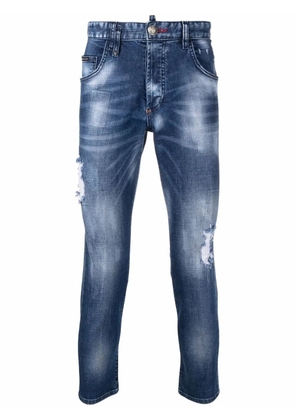 Philipp Plein ripped-detailed skinny jeans - Blue
