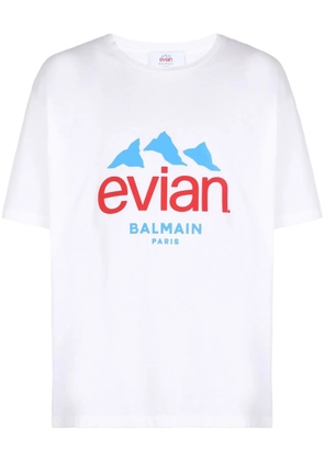 Balmain x Evian logo-print T-shirt - White