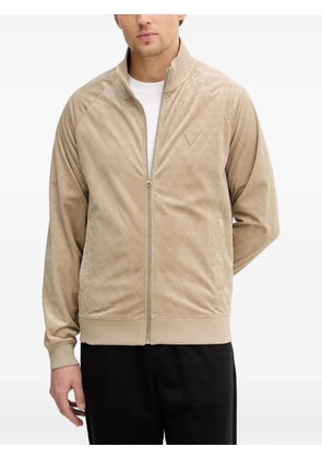 GUESS USA monogram-pattern zip-up sweatshirt - Neutrals