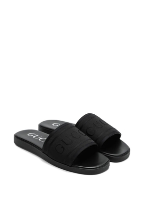 Gucci logo-embroidered slides - Black