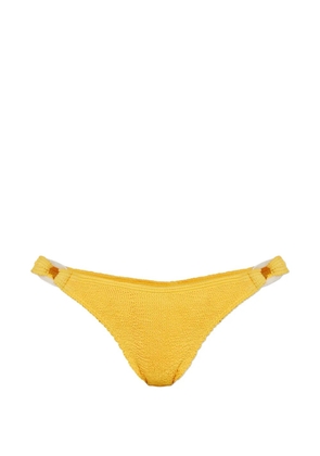 Bond-eye ring-detail crinkle-effect bikini - Yellow