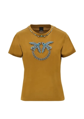 PINKO Love Birds bead-embellished T-shirt - Brown