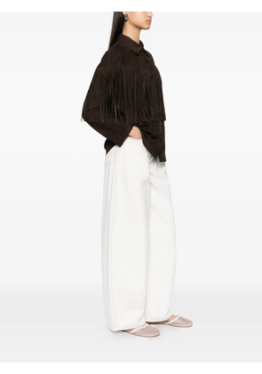 Diega fringed-detail suede shirt - Brown