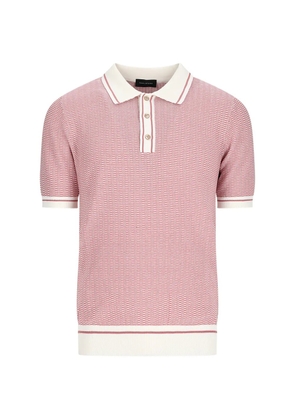 Tagliatore textured-knit striped-trim polo shirt - Pink
