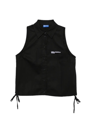 Karl Lagerfeld Jeans logo-embroidered drawstring-hem top - Black