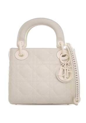 Christian Dior Pre-Owned 2021 Mini Ultra Matte Calfskin Cannage Lady Dior satchel - White