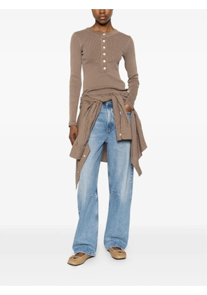Citizens of Humanity Varra Henley ribbed-knit top - Brown
