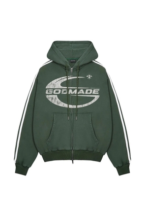 GODMADE Imperial logo-print side-stripe hoodie - Green