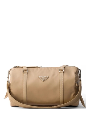 Prada large Re-Nylon and Saffiano-leather duffel bag - Brown