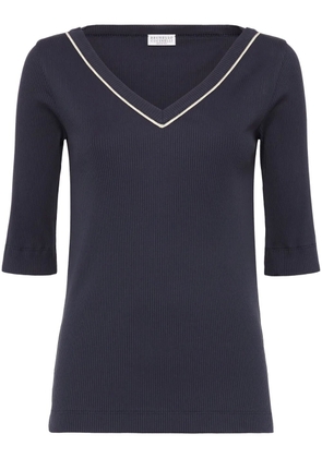 Brunello Cucinelli Monili-detail T-shirt - Blue