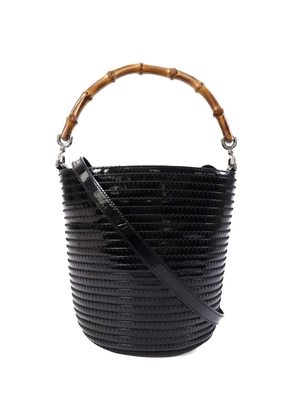 Gucci Pre-Owned Bamboo patent-leather bucket bag - Black