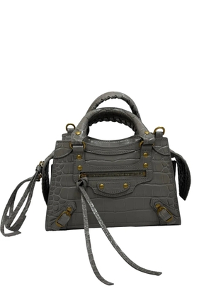 Balenciaga Pre-Owned Mini Neo Classic City croc-embossed handbag - Grey