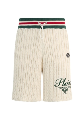 Philipp Plein cable-knit drawstring shorts - Neutrals