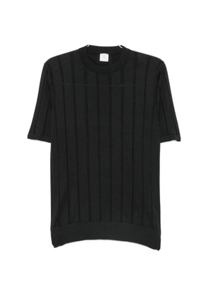 Eleventy vertical-stripe short-sleeve sweater - Black