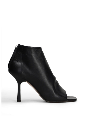 Gisel Moire Dory peep-toe rear-zip ankle boots - Black