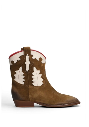 Gisel Moire Guinea panelled western boots - Brown
