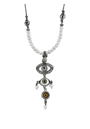 Gem Kingdom eye-pendant pearl necklace - Black