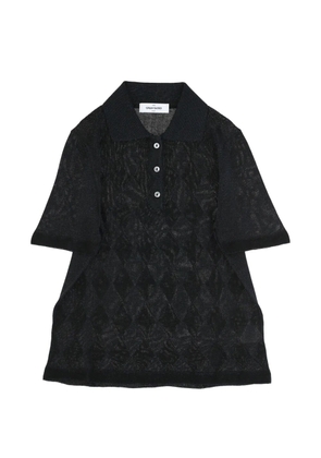 Gran Sasso argyle-knit short-sleeve polo top - Black