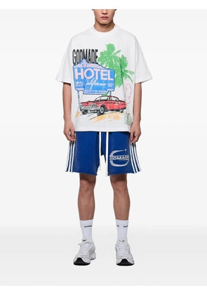 GODMADE Imperial logo-print side-stripe shorts - Blue