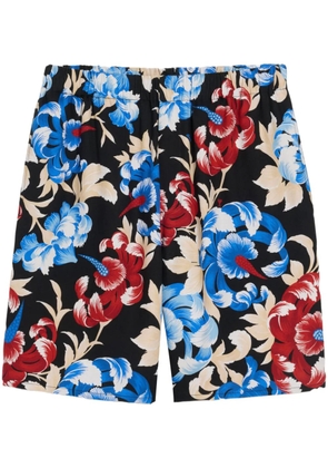 AMI Paris floral-print elasticated-waist shorts - Black