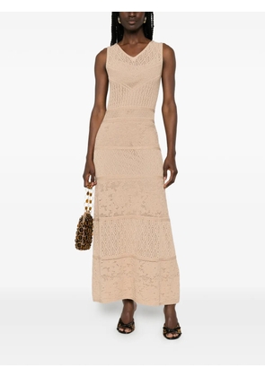 Blugirl pointelle-knit sleeveless maxi dress - Neutrals