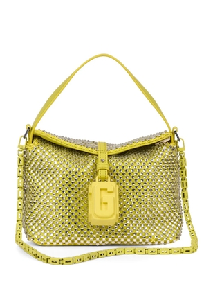 GCDS mini Mega Comma crystal-embellished logo-plaque shoulder bag - Yellow