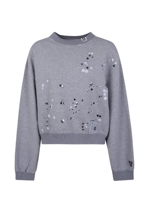 Maison MIHARA YASUHIRO stud-embellished distressed sweatshirt - Grey