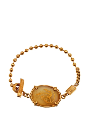 Gem Kingdom peace-engraved horn-pendant bracelet - Gold