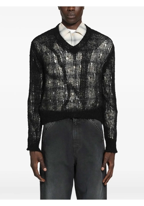 OUR LEGACY Slow V-neck open-knit sweater - Black