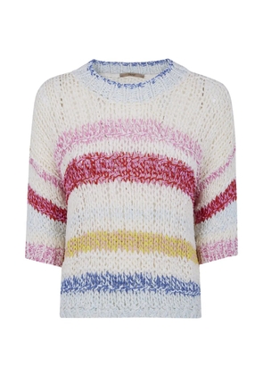 Nuur striped open-knit sweater - White