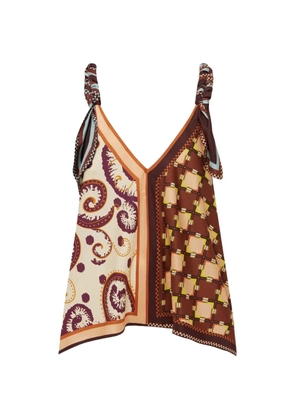 ALEMAIS Wilson mixed-print handkerchief-hem top - Brown