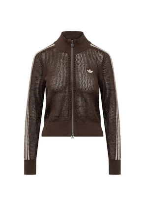 adidas crochet-knit 3-stripes cardigan - Brown