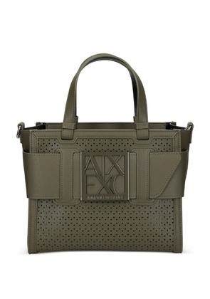 Armani Exchange perfortated logo tote bag - Green