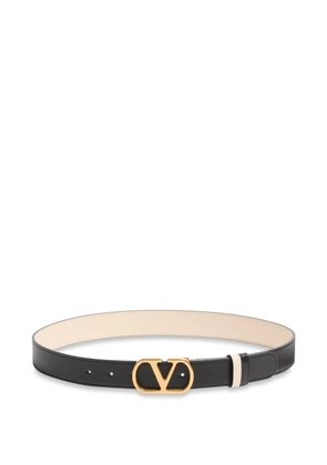 Valentino Garavani VLogo Signature reversible shiny calfskin belt - 30mm / 1.2 in. - Neutrals