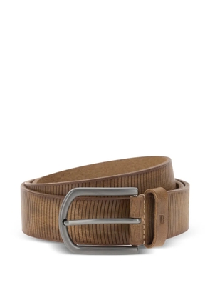 Boggi Milano carved striped leather belt - Brown
