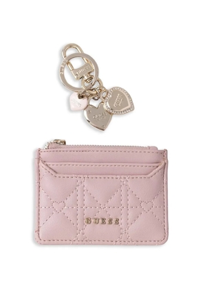 GUESS USA logo-plaque quilted cardholder - Pink