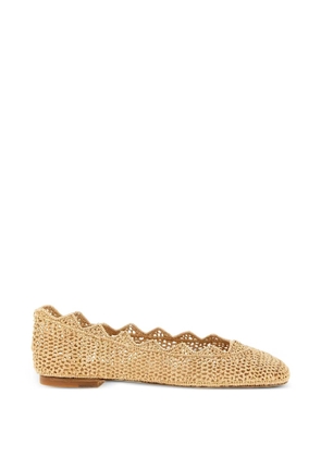 ODISSI scalloped woven ballet flats - Neutrals