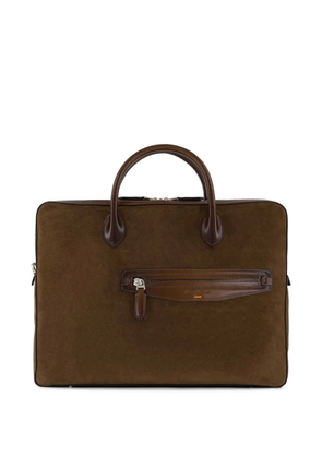 Santoni top-handles suede tote bag - Brown