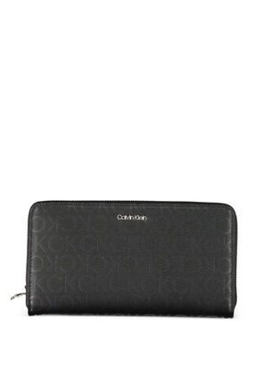 Calvin Klein monogram-pattern zip-around wallet - Black