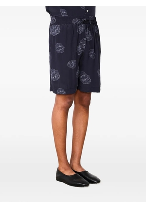 Officine Generale floral-print drawstring shorts - Blue