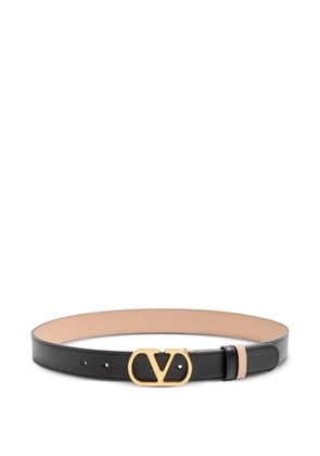 Valentino Garavani VLogo Signature reversible shiny calfskin belt - 30mm / 1.2 in. - Black