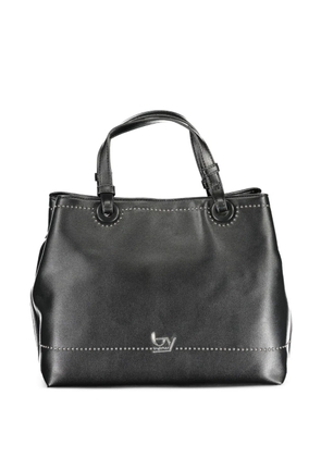 byblos logo-plaque studded tote bag - Black
