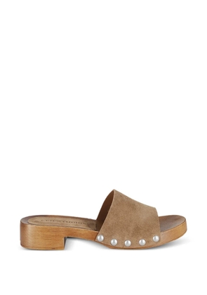 Copenhagen Studios stud-embellished suede clogs - Neutrals