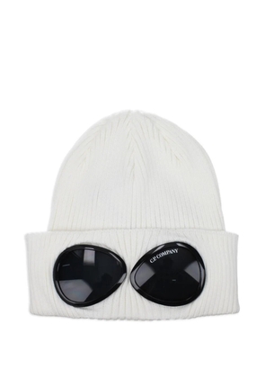 C.P. Company Goggle ribbed-knit beanie hat - White