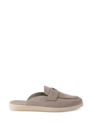 Prada triangle-logo suede mules - Neutrals