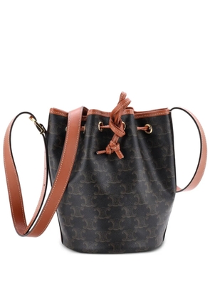 Celine Pre-Owned Drawstring Triomphe Coated Canvas Small bucket bag - Brown