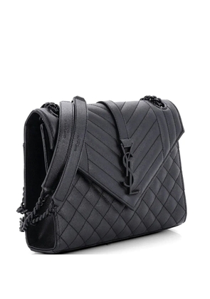 Saint Laurent Pre-Owned Classic Monogram Envelope Satchel Mixed Matelasse Leather Medium shoulder bag - Black