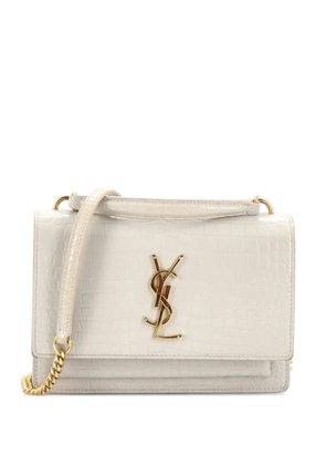 Saint Laurent Pre-Owned Sunset Top Handle Chain Wallet Crocodile Embossed Leather crossbody bag - Neutrals