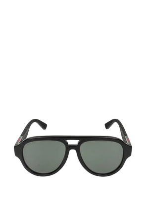 Gucci Web-stripe pilot sunglasses - Black
